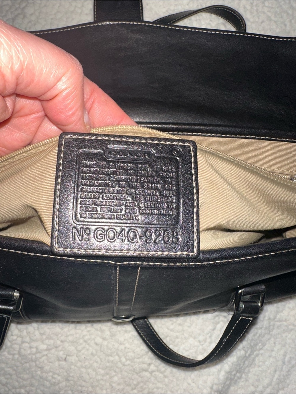 Coach Black Leather Duffel Satchel with Buckle Strap and Double Handles - Picture 12 of 14